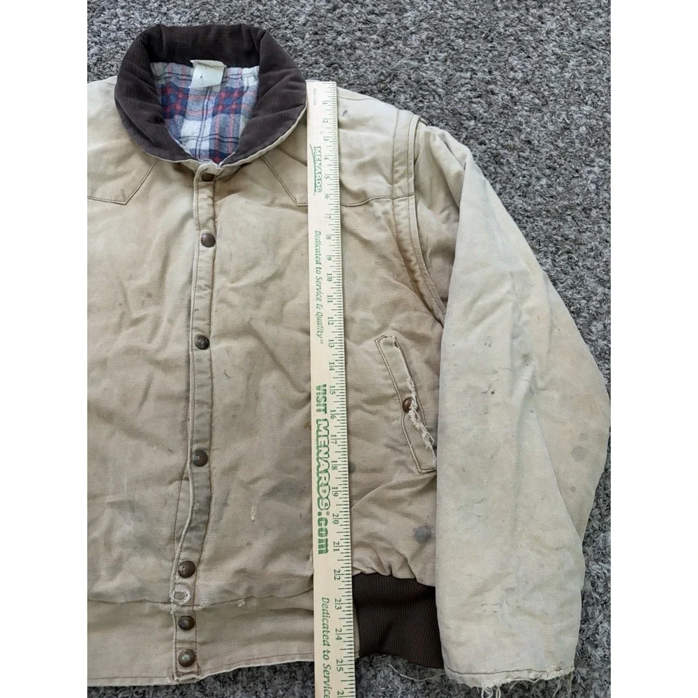 Pella Big Dutch Canvas Work Coat Distressed Flannel Lined Convertible Large USA